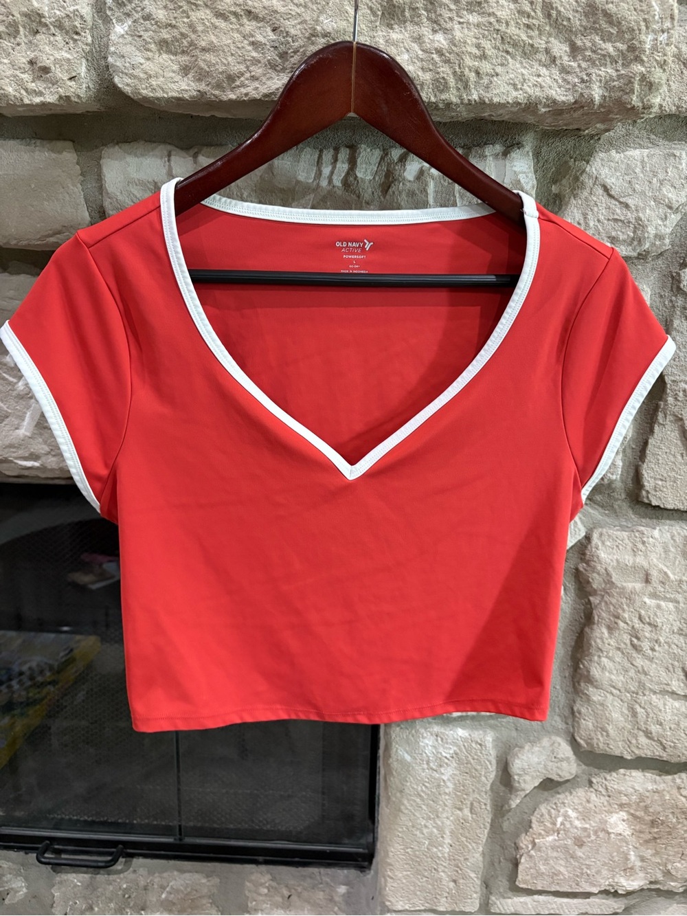 Old Navy Red Crop Top with White Trim
